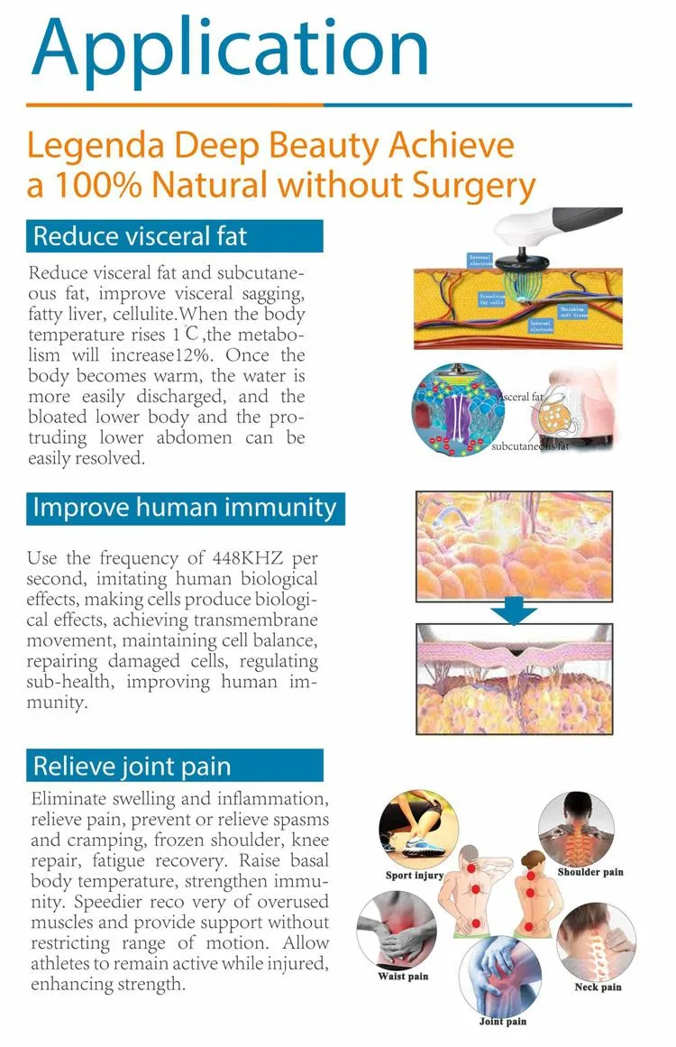 448kHz RF Indiba Visceral Fat Remove Improve Joint Pain Immunity